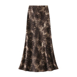 High-End Retro Temperament High-Waist Print Leopard Half-Dress Women's Summer New Thin Fishtail Half Skirt 9939
