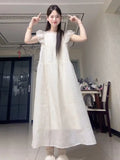 French Gentle Small Flying Sleeve Style Small Flying Sleeve Dress Temperament New Students Summer Sweet Loose Thin Dress