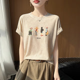 Fine Spinning Lyselle 2026 Spring And Summer Women's New Loose Round-Neck Painting Casual Short-Sleeved T-Shirt Top