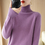 Wool Blended 2026 Autumn And Winter New Women's Loose High-Collar High-Necked Short-Colored Shoulder Thick Sweater Bottom Knitted Shirt