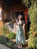 Linxia 2025 Spring And Summer New Design Feel Holiday Style Print Bohemian Fairy Dress