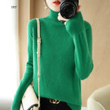 Wool Blended 2026 Autumn And Winter New Women's Loose High-Collar High-Necked Short-Colored Shoulder Thick Sweater Bottom Knitted Shirt