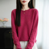 A Line Of Ready-Up Clothing Wool Blended 2026 Autumn And Winter New Women Loose Round Collared Collared Twisted Flower Inside The Bottom Knitting Shirt