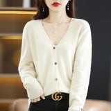Wool Blended 2026 Autumn And Winter Women's New Loose V-Neck Solid-Color Short Top Knitted Cardigan Sweater Coat
