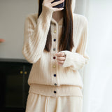 100% Pure Wool 2026 Autumn And Winter New Women's Loose Hooded Thick-Sling Knitted Sweater Jacket