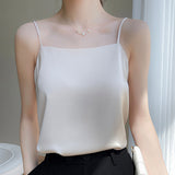 Silk Satin 2026 Spring And Summer Women's New Short-Term Repair Collar Sleeveless Temperament With A Sleeve Sling Vest