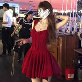 Tea Break French Gold Wind Bow Bow Hanging Dress Women Summer High Sense Waist Temperament 100 Folds Short Skirt