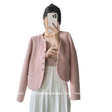 Small Fragrant Coat Woman 2025 Autumn And Winter New Round Collar Single Row Buckle Double-Sided Design Small Man Coat Woman