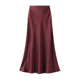 Design Lustrous Silky Silky Dress Half-Dress Women's Summer Long Fishtail Skirt High-Waisted Thin-Butt Skirt9902