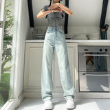 Light-Colored Straight Jeans Women's Summer Thin 2025 New Small Tall Waist Moonlight Blue-Narrow Version Of Broad-Legged Trousers