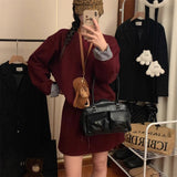Korean Casual Sports Set 2025 Autumn And Winter Cuff Lattice Spliced Round Collar Collar Eds + Skirt Two-Piece Set