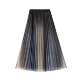 The New High-Rise Display Thin Double-Layer Mesh Yarn Gradually Changing Color Bright Color Long Skirt 2025 Spring And Summer Women 0859
