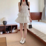 Korean Summer Wear A Set Of Gentle Sweet White Lace Sleeveless Vest Pony Short Skirt Two Sets