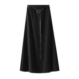 Vintage Curry Half Dress Girl Autumn And Winter Long Hanging Suit A Word Umbrella Skirt High Waist Long Skirt 9993