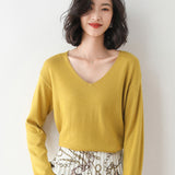 Wool Blended 2026 Autumn And Winter New Women's Round V. Collar Loose Short Jacket On The Head Of The Bottom Knitting Sweater