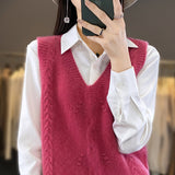 Wool Blending 2026 Autumn And Winter New Women's Clothing Jacket Short V Collar Knitted Vest Loose Stifling Sleeveless Shoulders