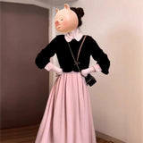 French Sweet College Style Folded Waistcoat Dress 2026 Spring And Autumn New Temperament Long-Sleeved Top Two Sets