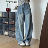 Vintage Wide-Legged Jeans Women's New High-Waist Design In Fall 2025 Loose Straight Scimits-On Pants