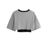 Vintage Trend Letter Print Two Sets Of Short-Sleeved T-Shirts Spice Girls Jazz Dance Loose Outer Wear Burqa Woman