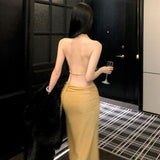 Pure Lust Sexy Collar Hanging Neck Dress Hottie Birthday Open Fork Skirt Island Holiday Dress Dress