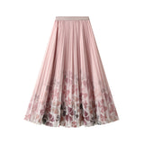 Printed Mesh Dress Half Dress Girl Spring And Summer 2025 New Broken Flower Yarn Skirt In The Long-Scared 100-Folded Skirt 8898