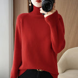 Wool Blended 2026 Autumn And Winter New Short Lady Korean Version Of High-Necked Loose Solid Color Knitted Bottom Sweater