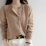 Wool Blended 2026 Autumn And Winter Women's New Pure Color Buckle Loose Collar Short Knitted Sweater Outside