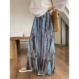 Vintage Tie-Dye Dress Women's Spring And Summer Holiday Wind High Waist Thin A Skirt Hanging Long Skirt Small Big Swing Skirt
