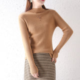 Temperament Wool Bottom Knitted Shirt 2026 Autumn And Winter New Short High-Song Jacket Half-High Collar Women's Pull-And-Twin Sweater