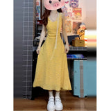 Yellow Dopamine T-Waisted Skirt Sling Dress Women's Summer 2025 New Small French Floral Dress