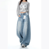 High Street Loose Scimsor Jeans Women 2025 New Three-Dimensional Cut Silhouette Trousers Broad-Legged Trousers