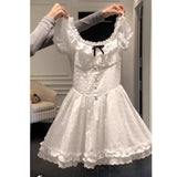 White Princess Style Dress Woman Summer White Moonlight First Love Little Man Sweet Gentle Lace Punk Skirt