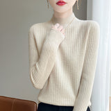 Line Ready-Upled Wool Blending 2026 Autumn And Winter Women's New Half-High Collar Temperament Slim Slim Knitted Shirt