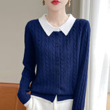 Wool Blended 2026 Autumn And Winter New Women's POLO Collar Small Mahjong Short Warm Knitted Open Shirt Over Jacket