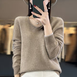 First-Line Ready-Sheed Seamless 100% Pure Wool 2026 Autumn And Winter New Short V-Neck Knitted Bottom Sweater