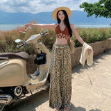 Sanya Skirt Trousers Summer Bohemian Wide Leg Trousers Seaside Flower Trousers High Waist Trumpet Trousers