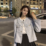 Small Fragrant Wind Coarse Flowers Coat Autumn And Winter 2025 New Temperament Trough Short Street Long-Sleeved Top Women's Clothing