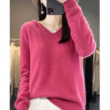 Line Ready-On-Line Ready-Clothing 100% Pure Wool 2026 Autumn And Winter New Women's V-Neck Hooded Hoodie Short Needle Sweater