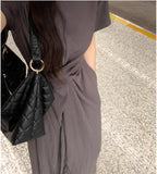 French Temperament Kinesi Design With Gray Short-Sleeved Dress Women's Summer 2026 New Waist Dress