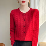 Wool Blended 2026 Autumn And Winter New Women's Round Collar Collar Hooded Small Knitted Open-Flowered Knitted Jersey Coat