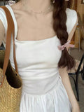 French White Sleeveless Vest Dress Women's Summer New High-End Temperament Square Leniour Skirt