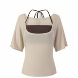 Korean Pure Want To Hang The Neck Sling Folded Loose T-Shirt Casual Shorts Women 2025 Summer New Fashion Set Trend