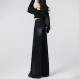 Vintage Blue Gray Wide-Legged Jeans Women's Winter Trend With New Loose High-Waisted Trousers