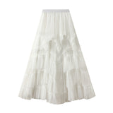 French Half-Dress Summer 2025 New Irregular Mesh Dress With Thin High Waist Fluffy Cake Skirt D2507