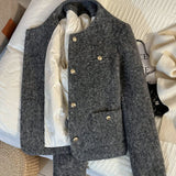 2025 New Gray Temperament French Small Fragrant Hair, Short Coat Women Winter Warm PlumÃÞ Inside The Top