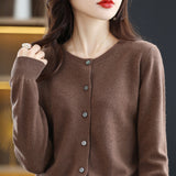 Soft Glutinous Wool Blended 2026 Autumn And Winter Women's New Sweater Buckle Loose Round-Neck Short Knitted Open Shirt Jacket