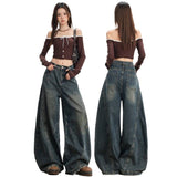 Vintage Old Scissor Jeans Women's Summer 2026 New Loose Broad Leg Drag Slebter Pants