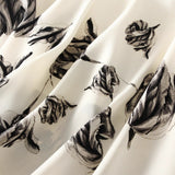 Rose-Print Half-Dress Women's Summer New High-Rise Thin Long Swing Temperament 6612-7