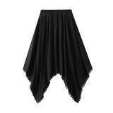Irregular Lace Splicing Half-Dress Woman Autumn 2025 Tight Waist Leisure A-Word Big Swing Umbrella Skirt D2538