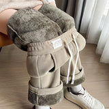 Plus Velvet Thick Lamb Velvet New Lindruffs Velvet Broad-Legged Women Autumn And Winter Northeast Special Thick Snow Trousers Women